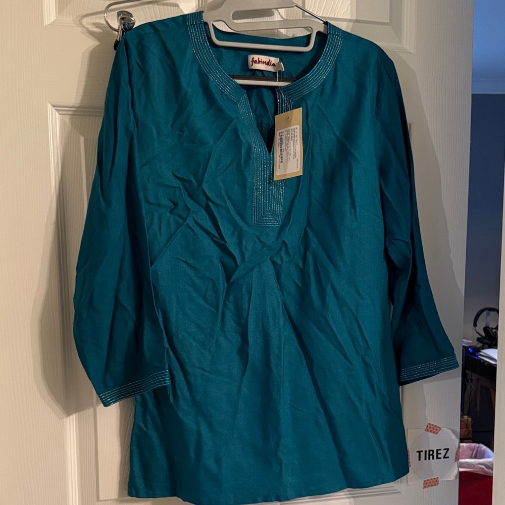 Fabindia Deep Teal Tunic for Women - Picture 4 of 9